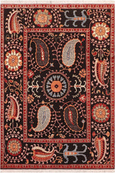 handmade Traditional Kafkaz Black Red Hand Knotted RECTANGLE 100% WOOL area rug 8 x 10